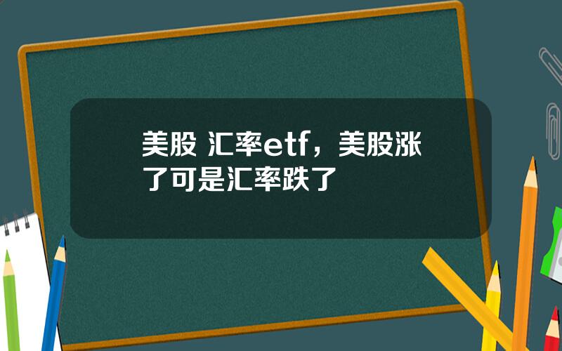 美股 汇率etf，美股涨了可是汇率跌了